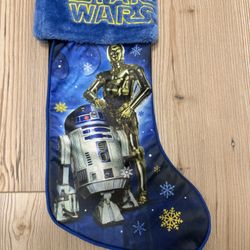 Star Wars CHRISTMAS STOCKING R2 D2 C3PO Blue Excellent Lucas Arts