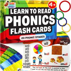 Brand New, Phonics Flash Cards Reading Kit – Kids Ages 4–8 – Early Learning System