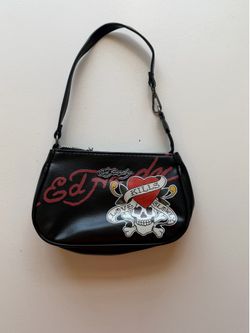 Ed Hardy Love Kills Slowly Black Shoulder Bag Y2K Tattoo Purse