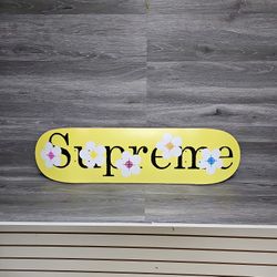 2017 Supreme NYC New York Flowers Yellow Skateboard Desc 