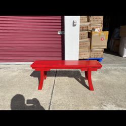 Red Wooden Bench