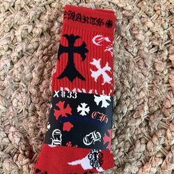 Red unisex chrome hearts socks