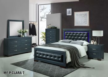Clara📣 🏬 Luxury Modern 4-Piece Queen Bedroom Set with LED Accent Lighting – Delivery & Financing!