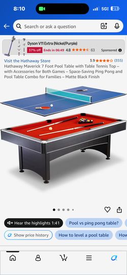 2 in 1 Pool Table with Table Tennis