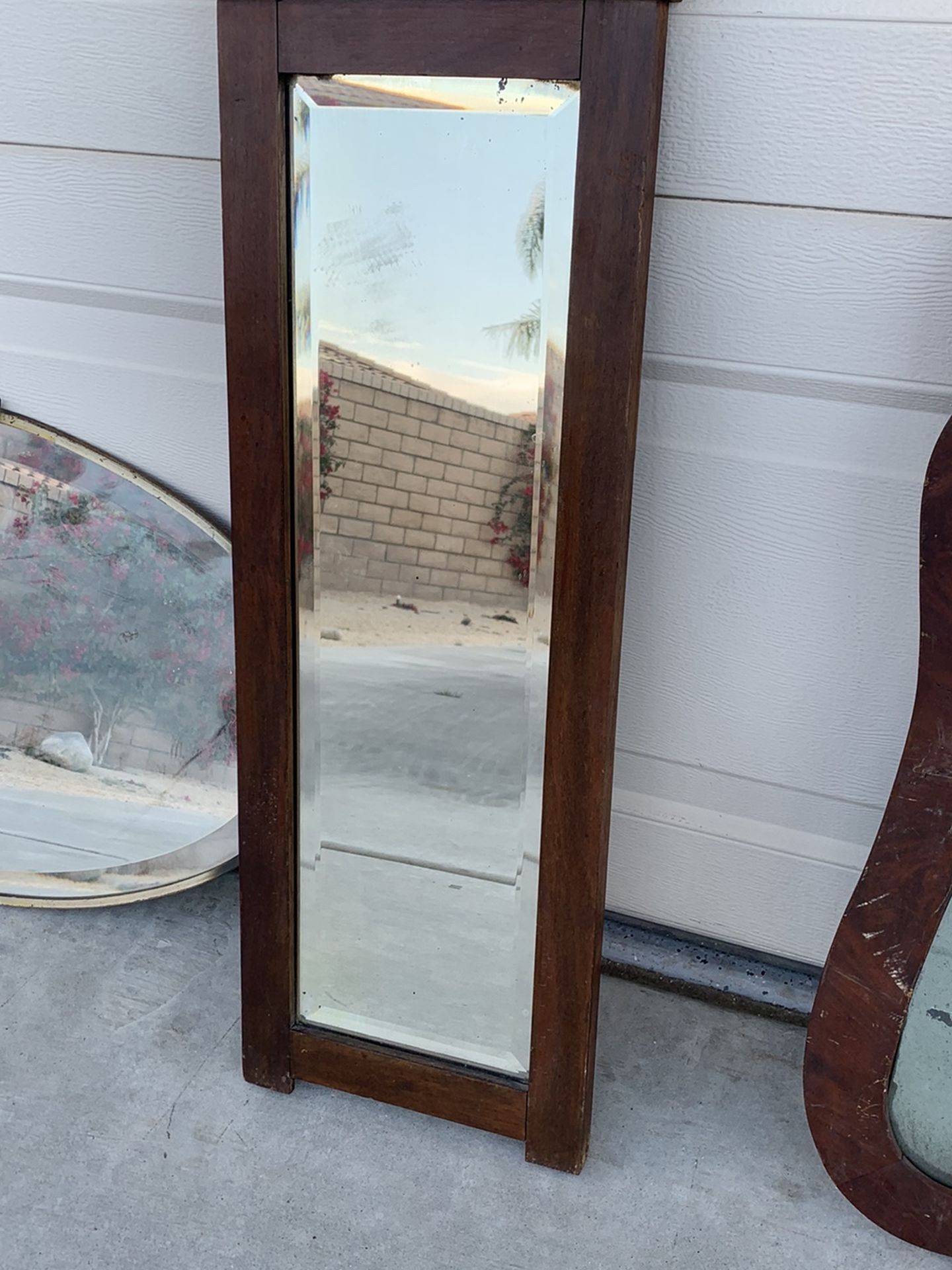 Vintage Wood Antique Mirror 16” Vertical 9.5 inches Wide