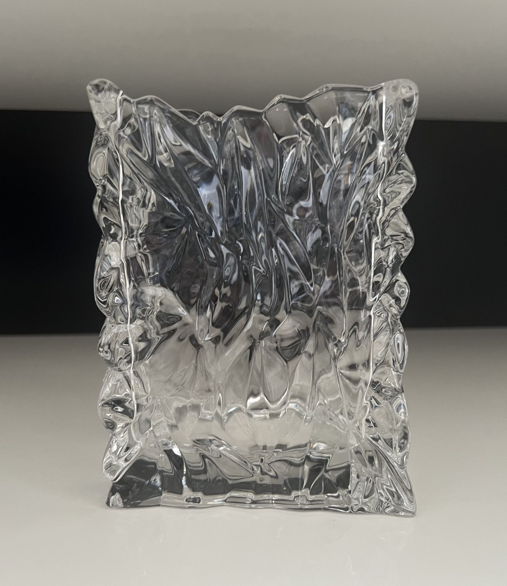 Rosenthal Crystal Vase Studio Linie Crinkled Paper Bag German Leaded Vase Glass