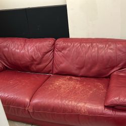 Leather Red Sofa 
