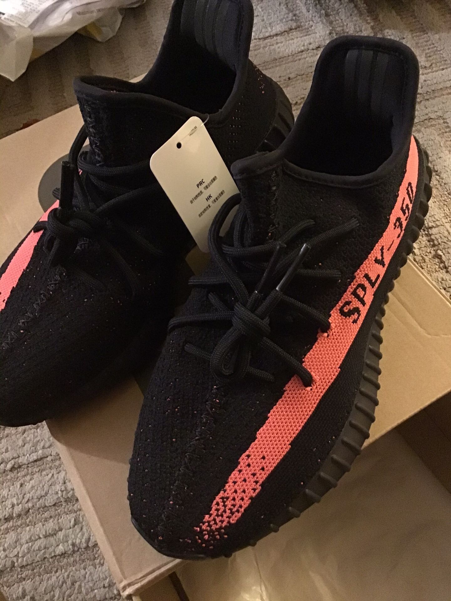 Yeezy boots 350 v2 black and red