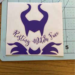 Resting Witch Face Vinyl  Decal- Laptop Sticker- Wall Decal 