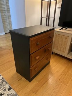 3-Drawer Wood Dresser Black and Brown
