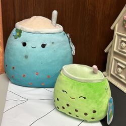 Squishmallow SEVDA Boba drink and Jakarria the Boba Tea Stuffed pillows