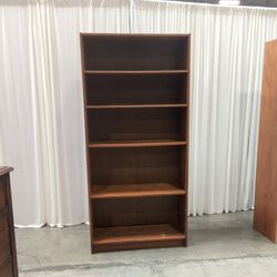 Brown Wood Four-Shelf Bookcase