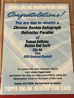 2026 Bowman Roman Anthony  Auto Refractor /499