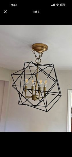 Geometric Black and Gold Chandelier