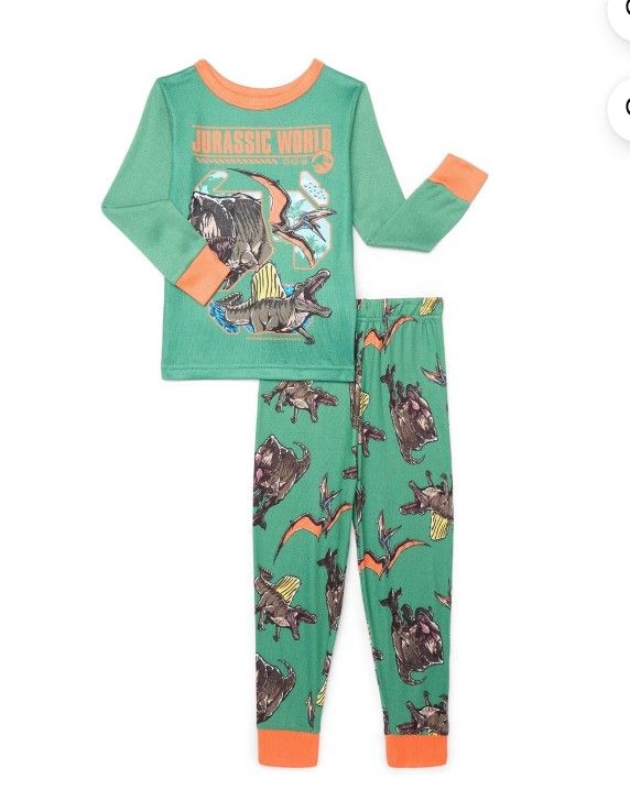 Jurassic World Boys Long Sleeve Tee and Pants Pajama Set, 2-Piece, Sizes 4