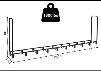 New Other Werph 12FT In/Outdoor Heavy Duty Firewood Rack With Cover, Black