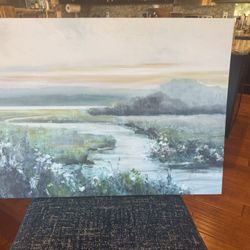 NEW 32”  Landscape Canvas Artwork - Calm Sage & Blue Canvas 