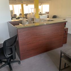 Reception Desk Shell L Shape With Glass