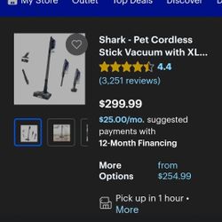 SHARK PET CORDLESS STICK VACUUM $150