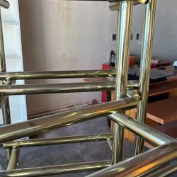 Brass Shelves With Black Glass