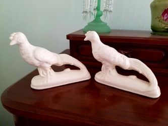 2 Antique porcelain peacocks...