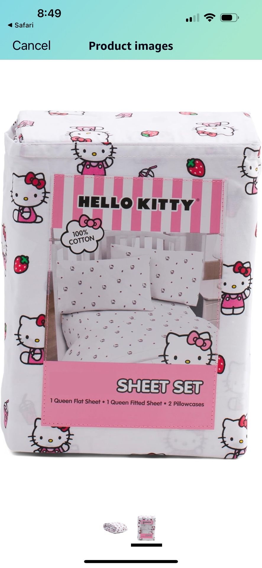 Hello Kitty Strawberry Milk Bed Sheets Queen. New ! 60