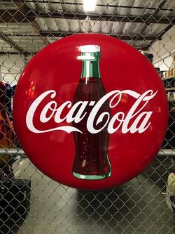 Original Vintage Coca Cola Large Red Enamel Button 36”