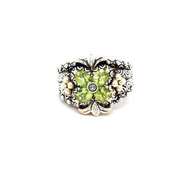 Barbara Bixby Two-Tone Floral Peridot Cluster Ring