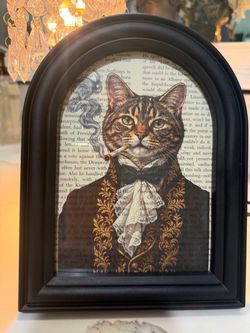 Smoking cat picture 8 1/2 x 6 1/2