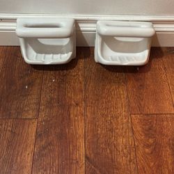 2 Ceramic Wall Soap Dishes