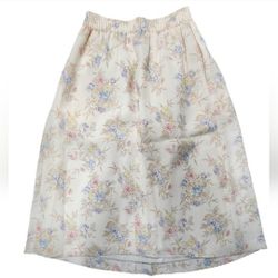 Vintage Size Small Cream Floral Midi Skirt