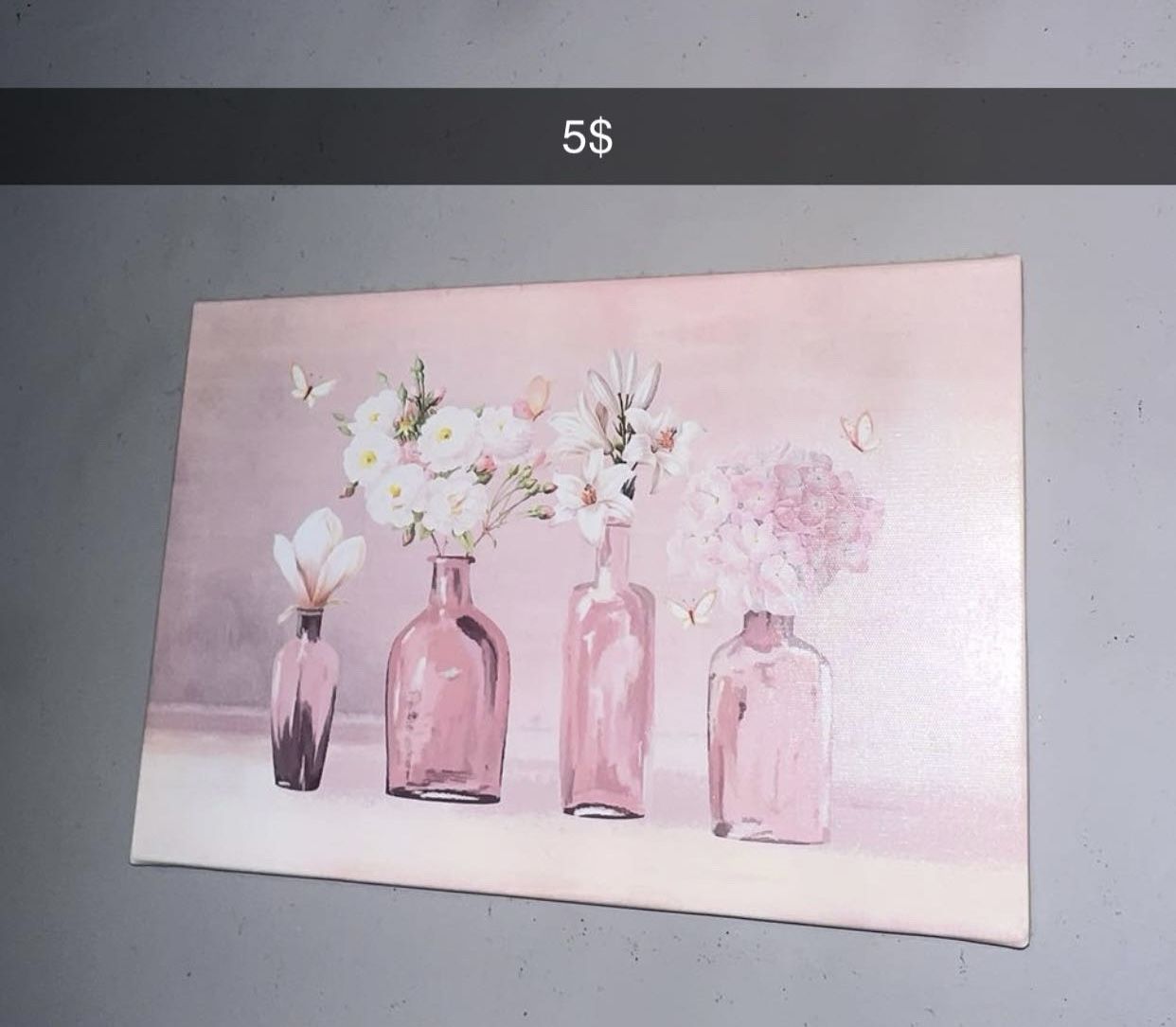 pink floral wall picture