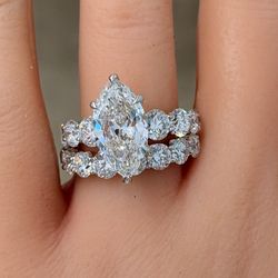 14KT VVS2/E 10Ctw Lab Diamond IGI Certified Bridal Ring Set