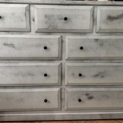 Custom Wood Dresser - 9 Drawers White Wash
