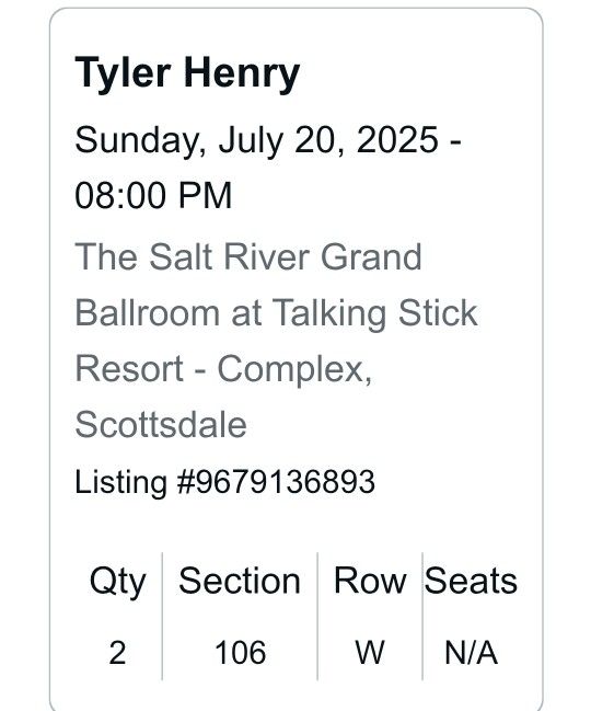 2x TICKETS to Tyler Henry. July