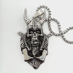 "Nightclub bar hip-hop rock trendy warrior skull stainless steel necklace, BL210
 
 Thumbnail