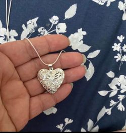 925 sterling silver heart ❤️ photo frame pendant necklace