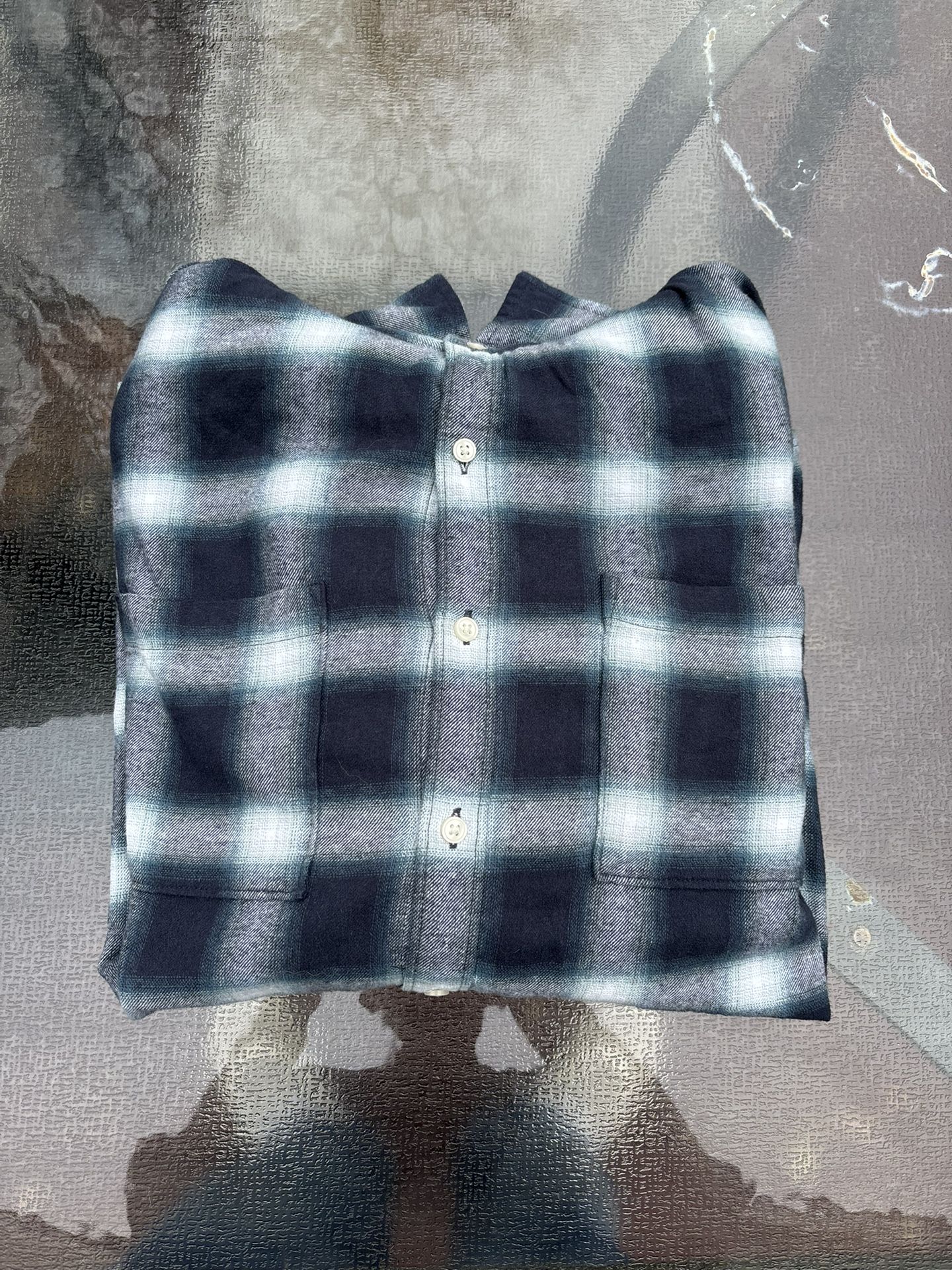Blue Flannel Button Up Hoodie 