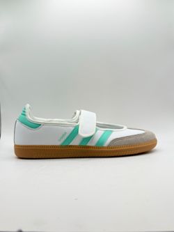 adidas Samba Jane White Easy Green Youth 7 / Women’s 8 Mary Jane Shoes JP9546
