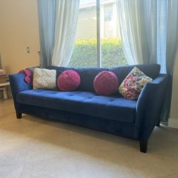 Beautiful Cindy Crawford Home Blue Velvet Sofa