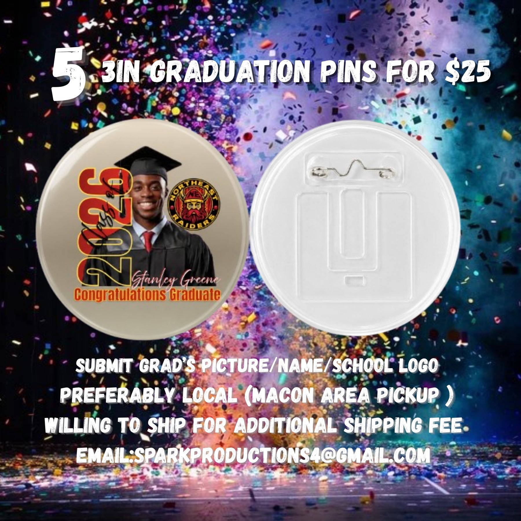 Graduation Button Pins