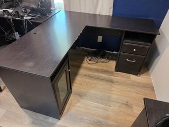 L Shaped Office Desk 60" Espresso Oak
