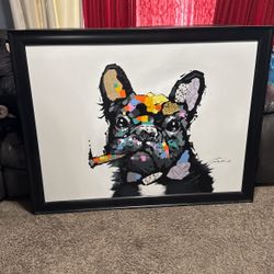 French Dog oil Painting With frame
