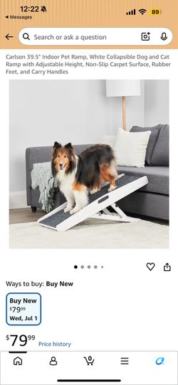 🔥BRAND NEW DOG RAMP! 🔥 35" Indoor Pet Ramp, White Collapsible Dog and Cat Ramp with Adjustable Height, Non-Slip Carpet Surface, Rubber Feet, and VER