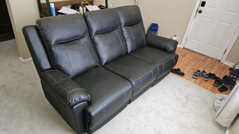Leather Couch Both Ends Recline