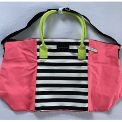 *BRAND NEW* Victoria's Secret Striped Pink, Neon Green, White & Black Tote Bag 