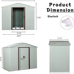 8x4 Ft Outdoor Storage Shed, Metal Utility Tool Shed with Waterproof Sloping Roof, Punched Vents and Sliding Lockable Doors, Garden Storage House for 