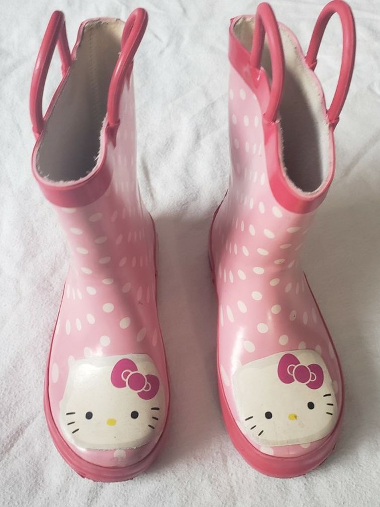 Kid Girls Hello Kitty Printed Waterproof Rain Boot. Size 27/10