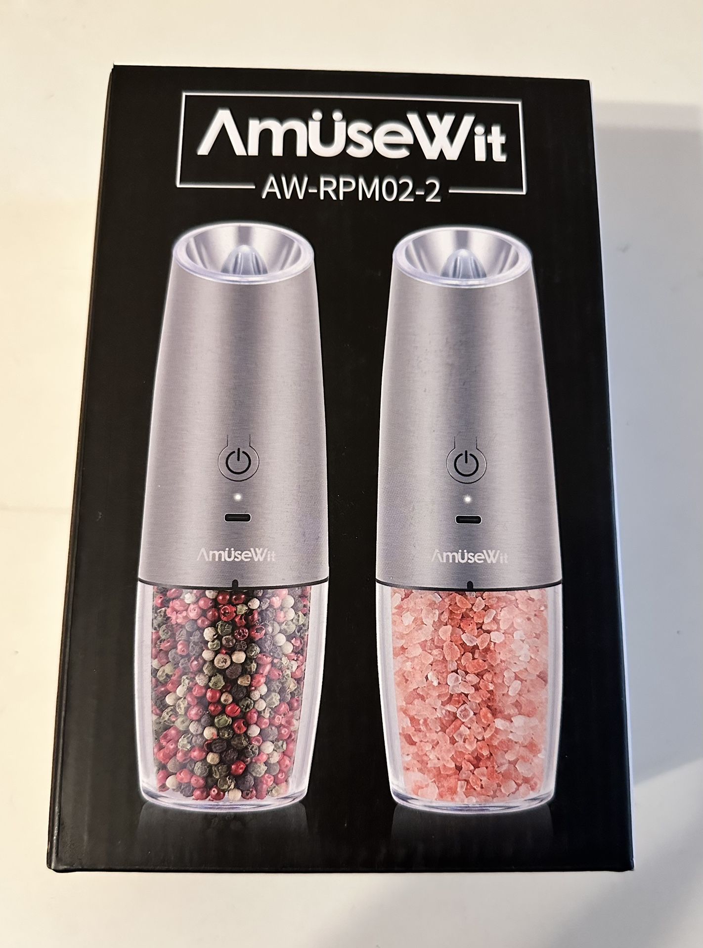 Amusewit Rechargeable Salt And Pepper Grinder 