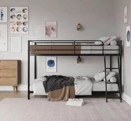 Small Spaces Twin-over-Twin Low Profile Junior Bunk Bed, Black